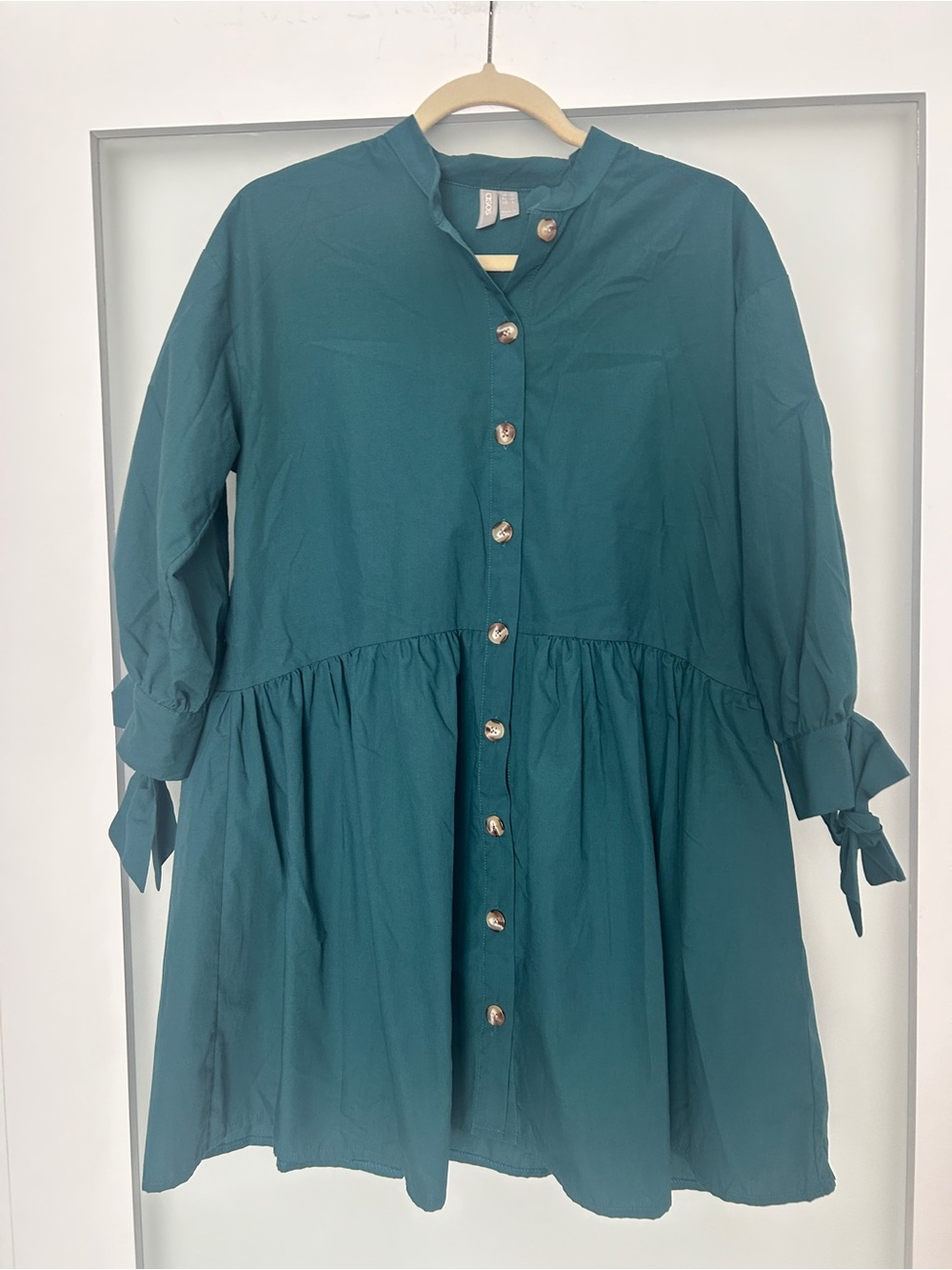 ASOS hunter green button front mini dress 6